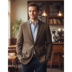 Vintage Stonehaven Pure Wool Herringbone Tweed Sport Coat Jacket Mens 42R Formal